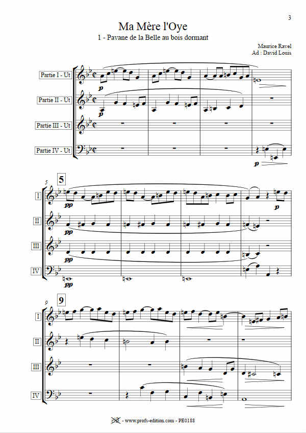 Pavane de la belle au bois dormant (Ma mère l'Oye) - Ensemble Géométrie Variable - RAVEL M. - Partition