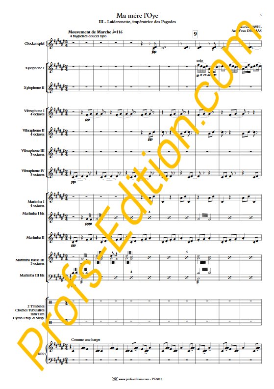 Laideronnette - Ensemble Percussions - RAVEL M. - Partition