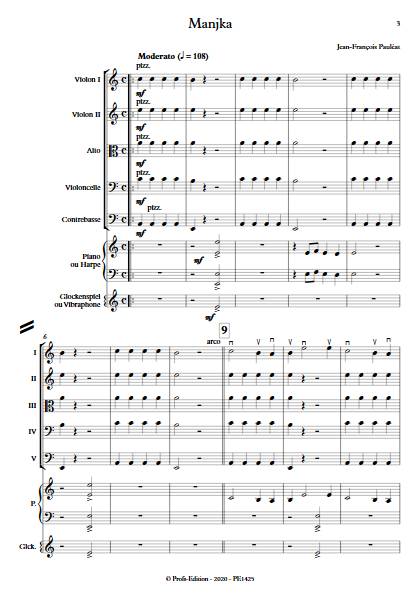 Manjka - Orchestre à cordes - PAULEAT J. F. - Partition