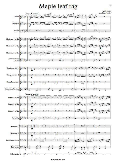 Maple leaf rag - Orchestre d'Harmonie - JOPLIN S. - Partition