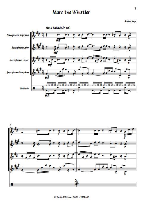 Marc the Whistler - Quatuor de Saxophones - VEYS A. - Partition