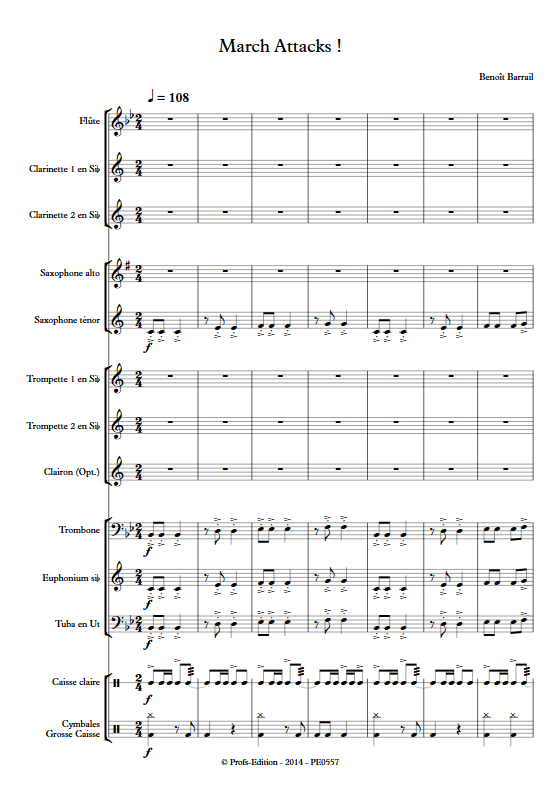 March Attacks - Orchestre d'Harmonie - BARRAIL B. - Partition
