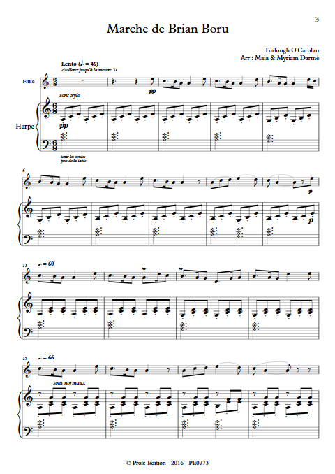Marche de Brian Boru - Flûte & Harpe - TRADITIONNEL IRLANDAIS - Partition