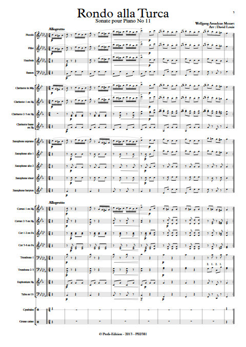 Rondo alla Turca - Orchestre d'Harmonie - MOZART W. A. - Partition