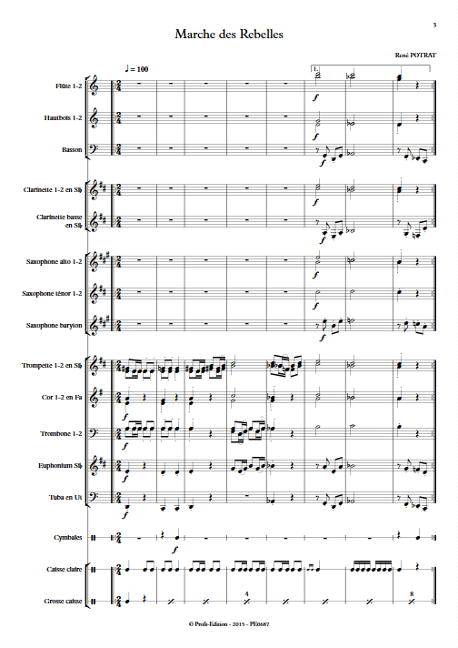 Marche des Rebelles - Orchestre d'Harmonie - POTRAT R. - Partition