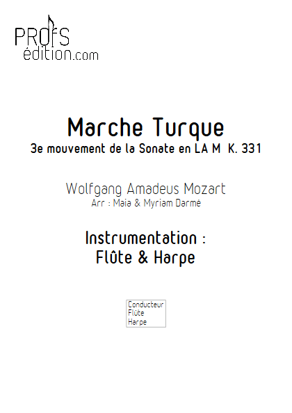 La Marche Turque - Flûte & Harpe - MOZART W.A. - page de garde