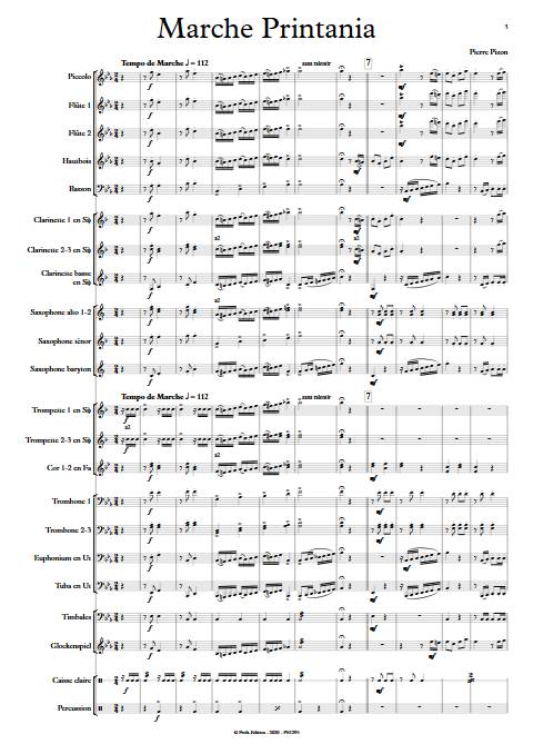 Marche Printania - Orchestre d'Harmonie - PIZON P. - Partition