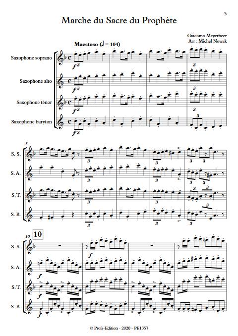 Marche du Sacre du Prophète - Quatuor de Saxophones - MEYERBEER G. - Partition
