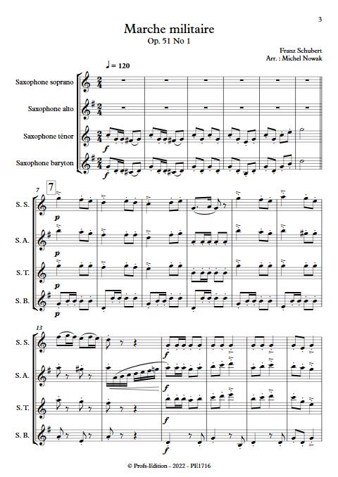 Marche militaire Op. 51 No 1 - Quatuor de Saxophones - SCHUBERT F. - Partition