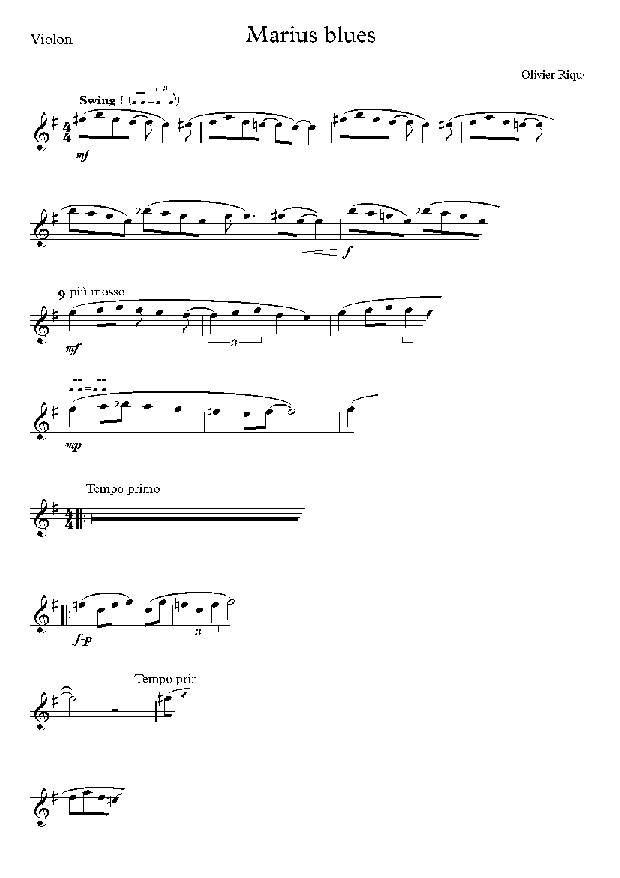 Marius blues - Violon Piano - RIQUET O. - Partition