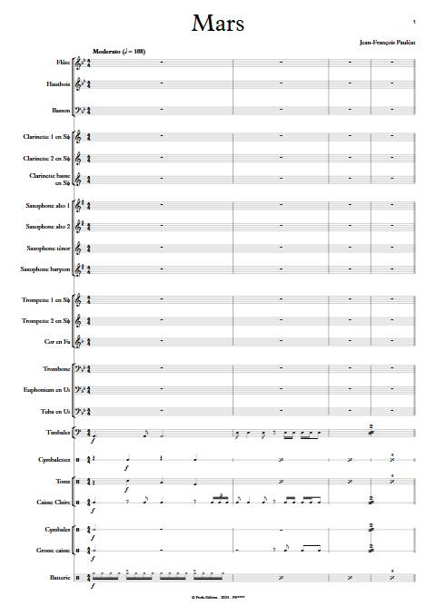 Mars - Orchestre d'harmonie - PAULEAT J.F. - Partition