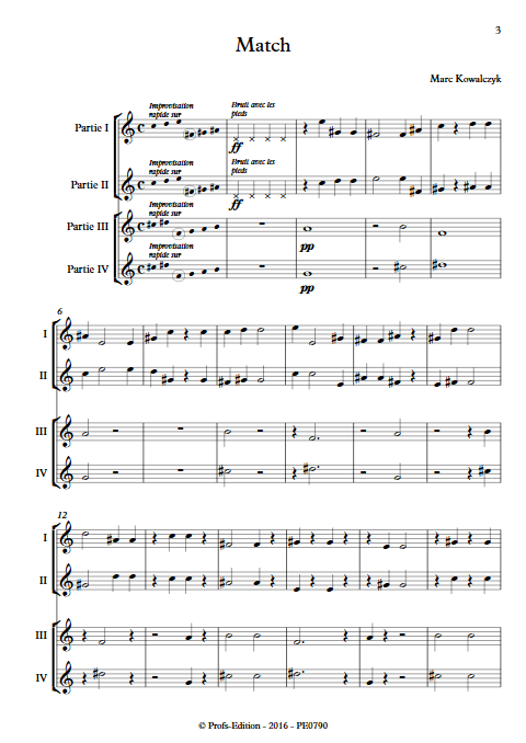 Match - Quatuor d'instruments égaux - KOWALCZYK M. - Partition