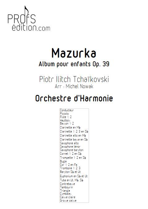 Mazurka - Orchestre d'Harmonie - TCHAIKOVSKI P. I. - page de garde