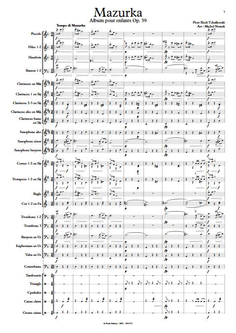 Mazurka - Orchestre d'Harmonie - TCHAIKOVSKI P. I. - Partition