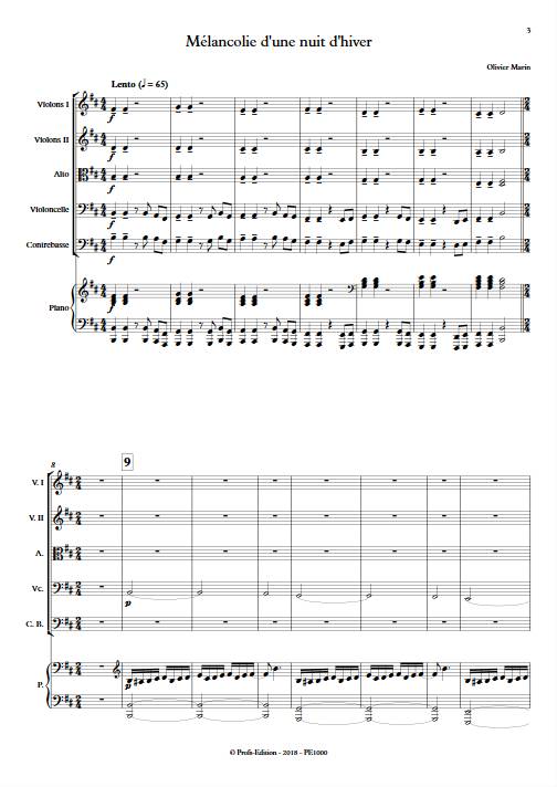 Mélancolie - Orchestre Symphonique & Piano - MARIN O. - Partition