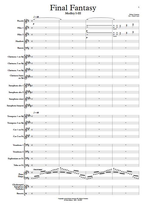 Final fantasy I-III - Medley - Orchestre d'harmonie - N. UEMATSU - Partition