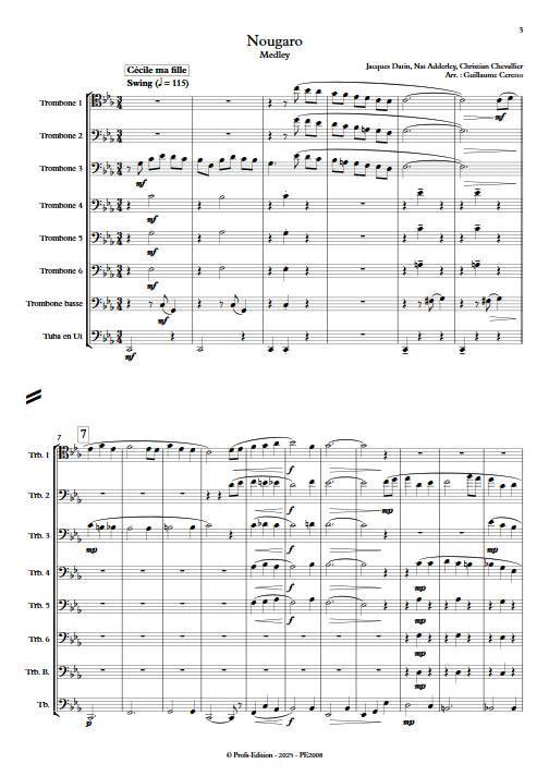 Medley Nougaro - Octuor de cuivres - CERETTO G. - Partition
