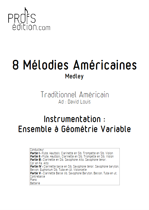 8 Mélodies Américaines - Ensemble à Géométrie Variable - TRADITIONNEL AMERICAIN - page de garde