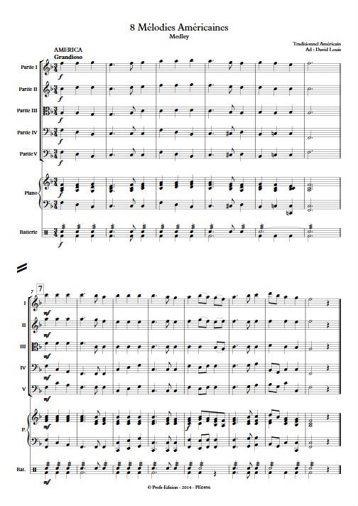 8 Mélodies Américaines - Ensemble à Géométrie Variable - TRADITIONNEL AMERICAIN - Partition
