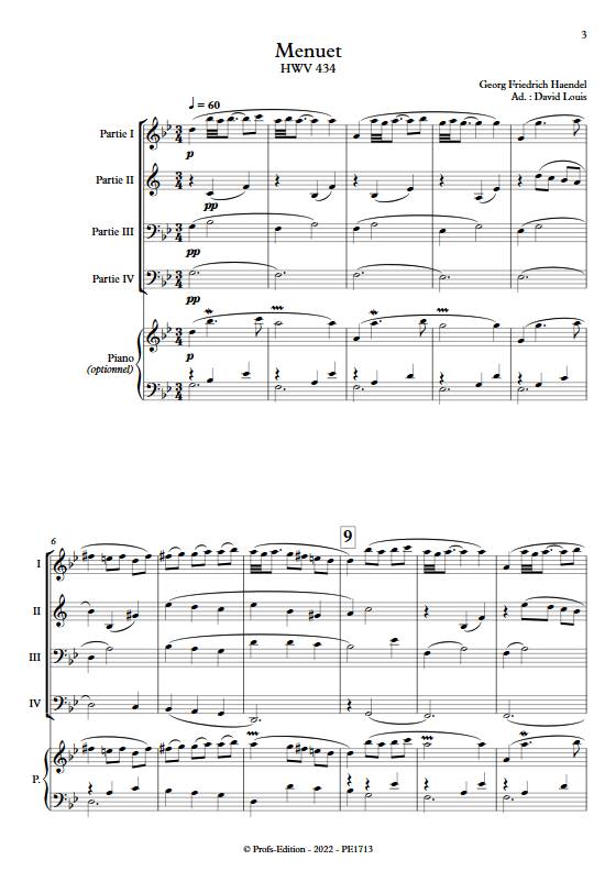 Menuet HWV 434 - Partition