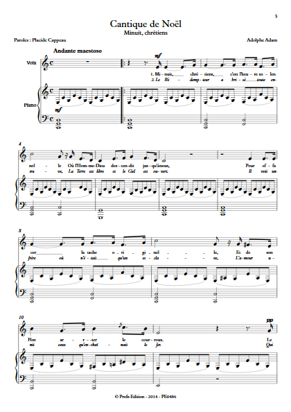 Minuit Chrétien - Piano Voix - ADAM A. - app.scorescoreTitle