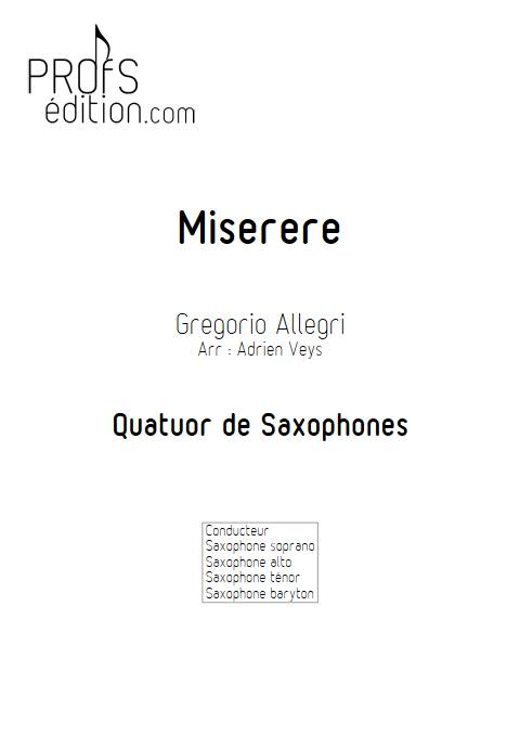 Miserere - Quatuor de Saxophones - ALLEGRI G. - page de garde