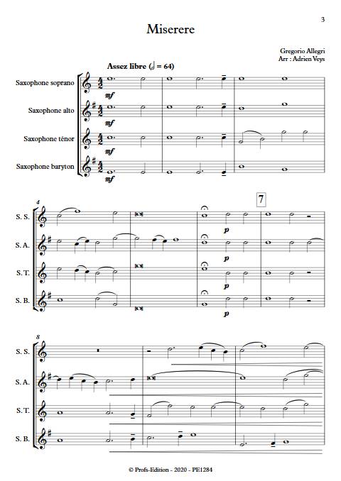 Miserere - Quatuor de Saxophones - ALLEGRI G. - Partition