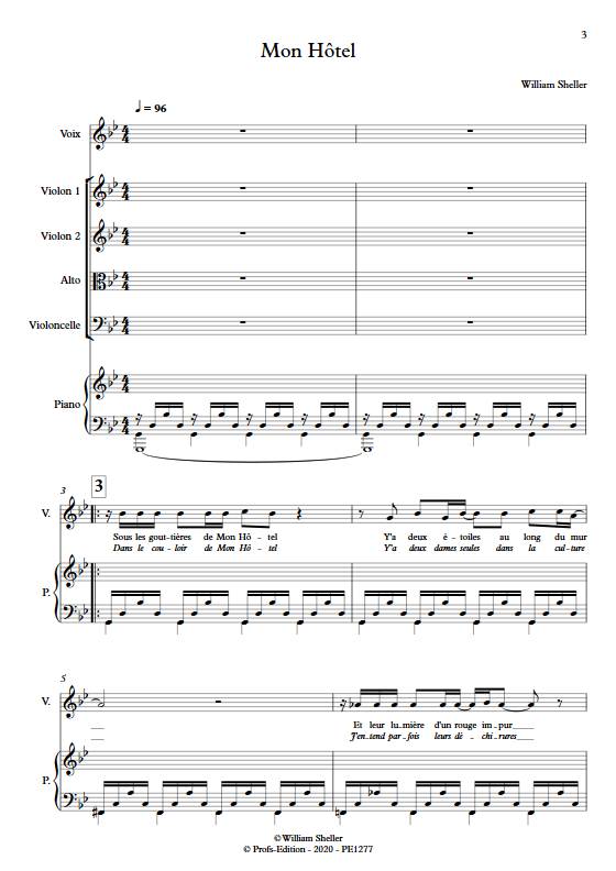 Mon Hôtel - Voix & Quintette à cordes - SHELLER W. - app.scorescoreTitle