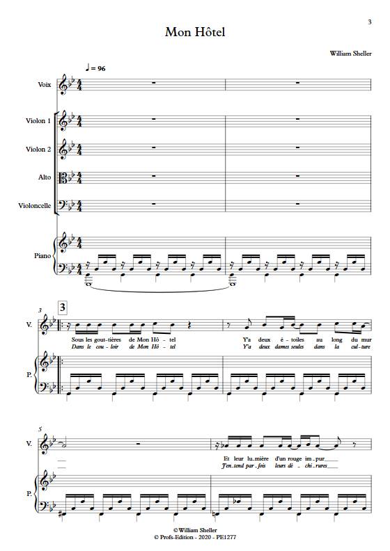 Mon Hôtel - Voix & Quintette à cordes - SHELLER W. - Partition