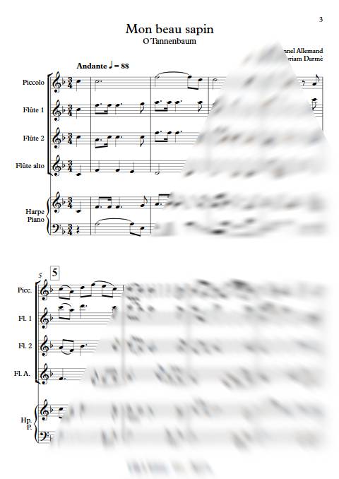 Mon beau Sapin - Ensemble de Flûtes - TRADITIONNEL ALLEMAND - Partition
