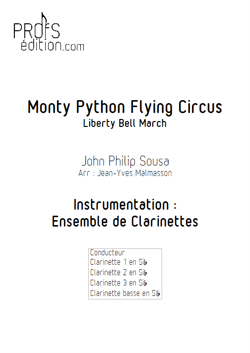 Monty Python Flying Circus - Liberty Bell - Ensemble de Clarinettes - SOUSA P. S. - page de garde