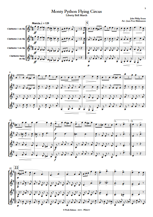 Monty Python Flying Circus - Liberty Bell - Ensemble de Clarinettes - SOUSA P. S. - Partition