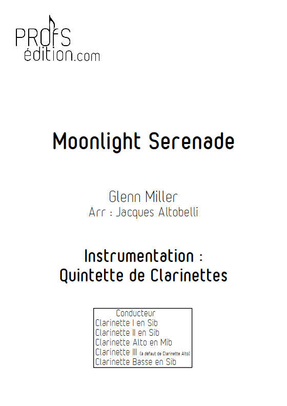 Moonlight Serenade - Quintette de Clarinettes - MILLER G. - page de garde