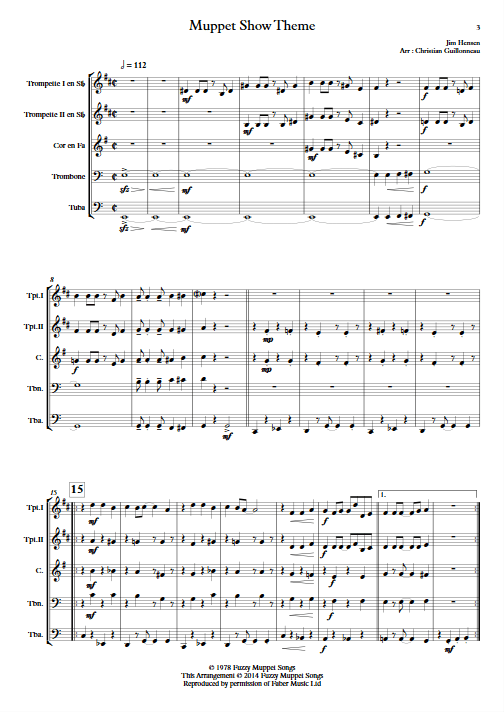 The Muppet Show - Quintette de Cuivres - HENSON J. - Partition