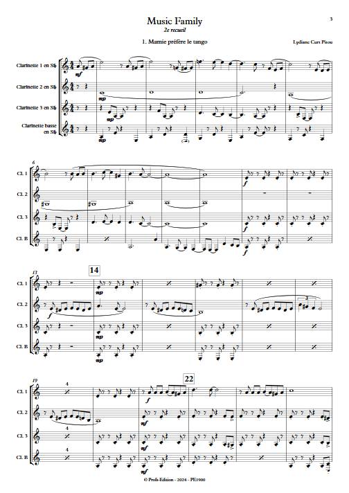 Music Family 2e recueil - Quatuor de clarinettes - CURT PITOU L. - Partition
