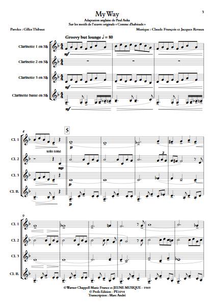 My Way - Quatuor de Clarinettes - FRANCOIS C. - Partition