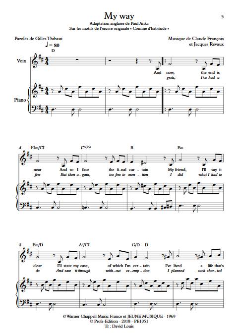 My Way - Piano Voix - FRANCOIS C. - app.scorescoreTitle