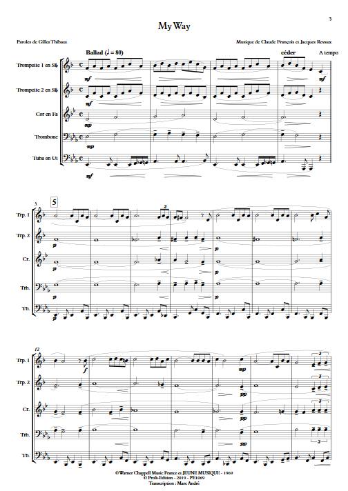 My way (Comme d'habitude) - Quintette de Cuivres - FRANÇOIS C. - Partition