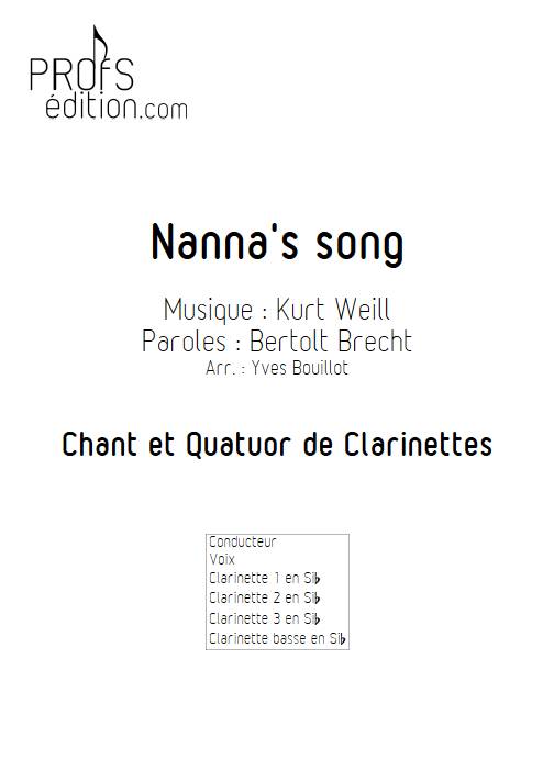 Nanna's song - Voix & Quatuor de Clarinettes - WEILL K. - page de garde