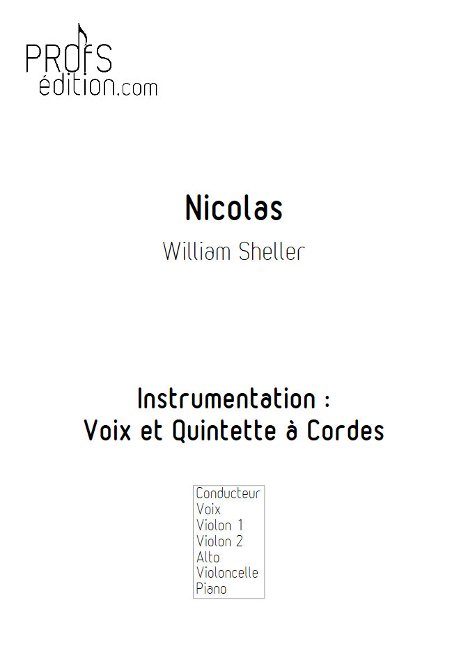 Nicolas - Chant et Quintette à Cordes - SHELLER W. - page de garde