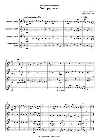 Noël Pyrénéen - Quatuor de Clarinettes - BONNAL E. - Partition