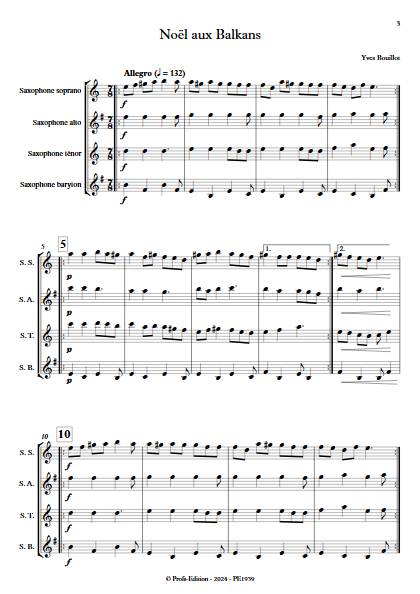 Noël aux balkans - Quatuor de Saxophones - BOUILLOT Y. - Partition