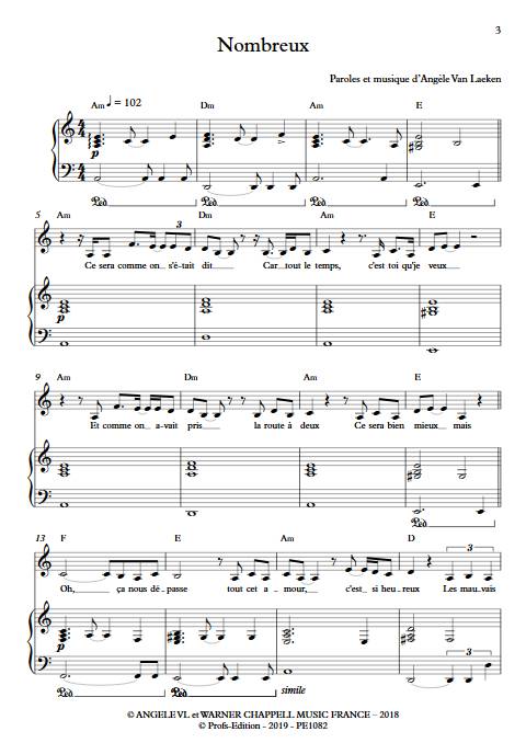 Nombreux - Piano Voix - ANGELE - Partition