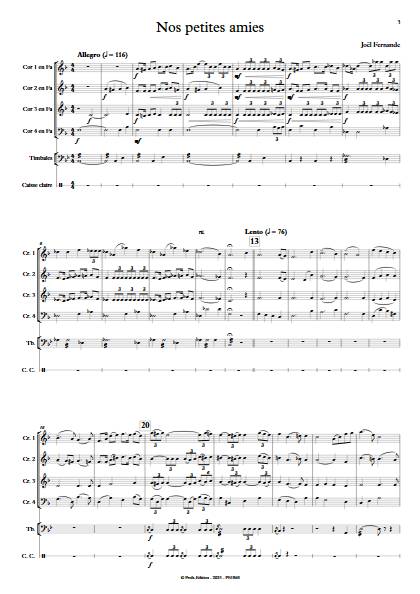 Nos petites amies - Quatuor de cors - FERNANDE J. - Partition