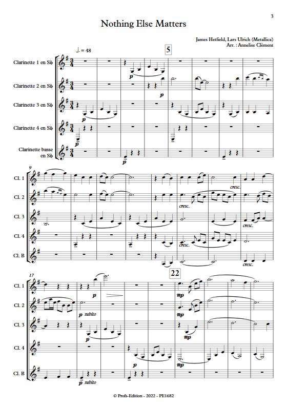 Nothing Else Matters - Ensemble de Clarinettes - HELFIELD J. - Partition
