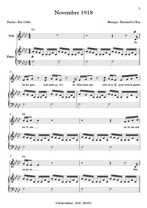 Novembre 1918 - Piano Voix - LE ROY B. - Partition