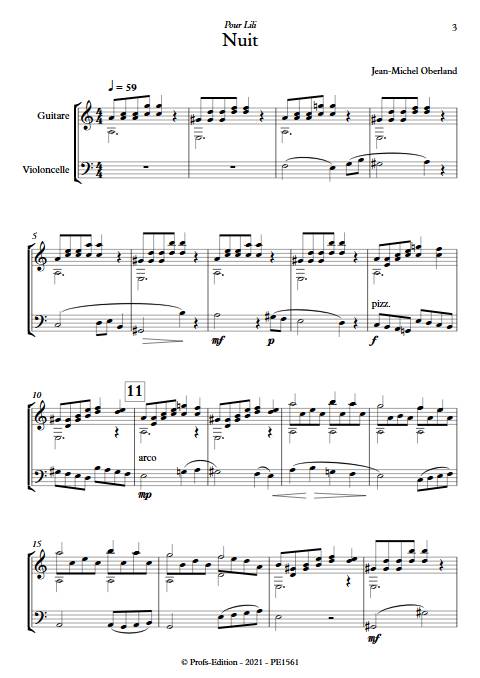 Nuit - Duo Guitare Violoncelle - OBERLAND J. M. - Partition