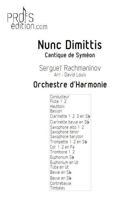 Nunc dimittis - Orchestre d'Harmonie - RACHMANINOV S. - page de garde