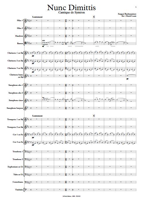 Nunc dimittis - Orchestre d'Harmonie - RACHMANINOV S. - Partition