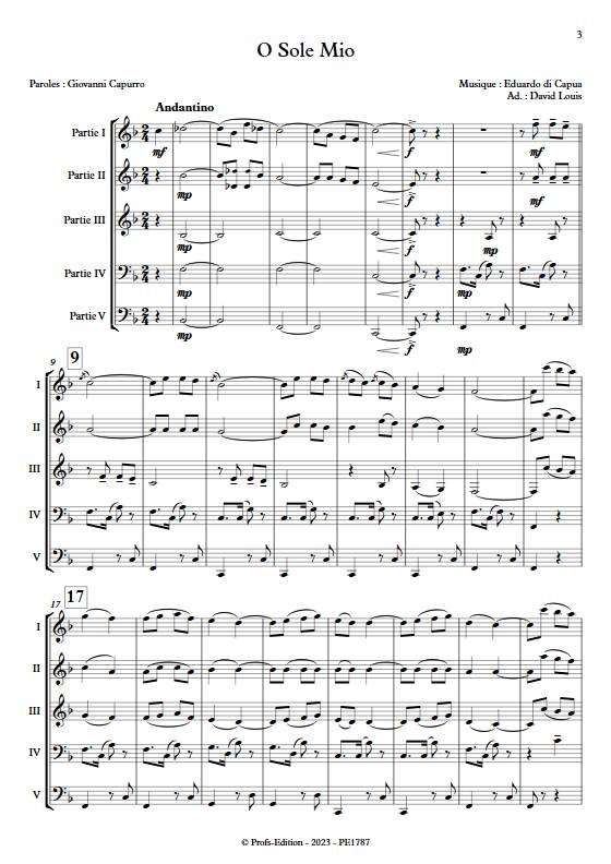 'O sole mio - Ensemble Variable - DI CAPUA E. - Partition